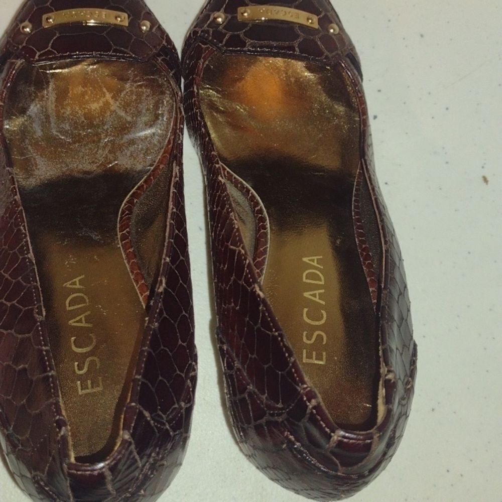 SNAKESKIN Escada Heels brownish reddish color size 38 - Picture 3 of 12